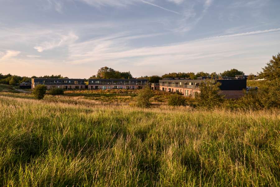 Historischer Wald bekommt einen Seerosen-Nachbarn mit Stahlprofilen verkleidet, Åkandehaven, Langedam 1, 3250 Græsted, Dänemark
